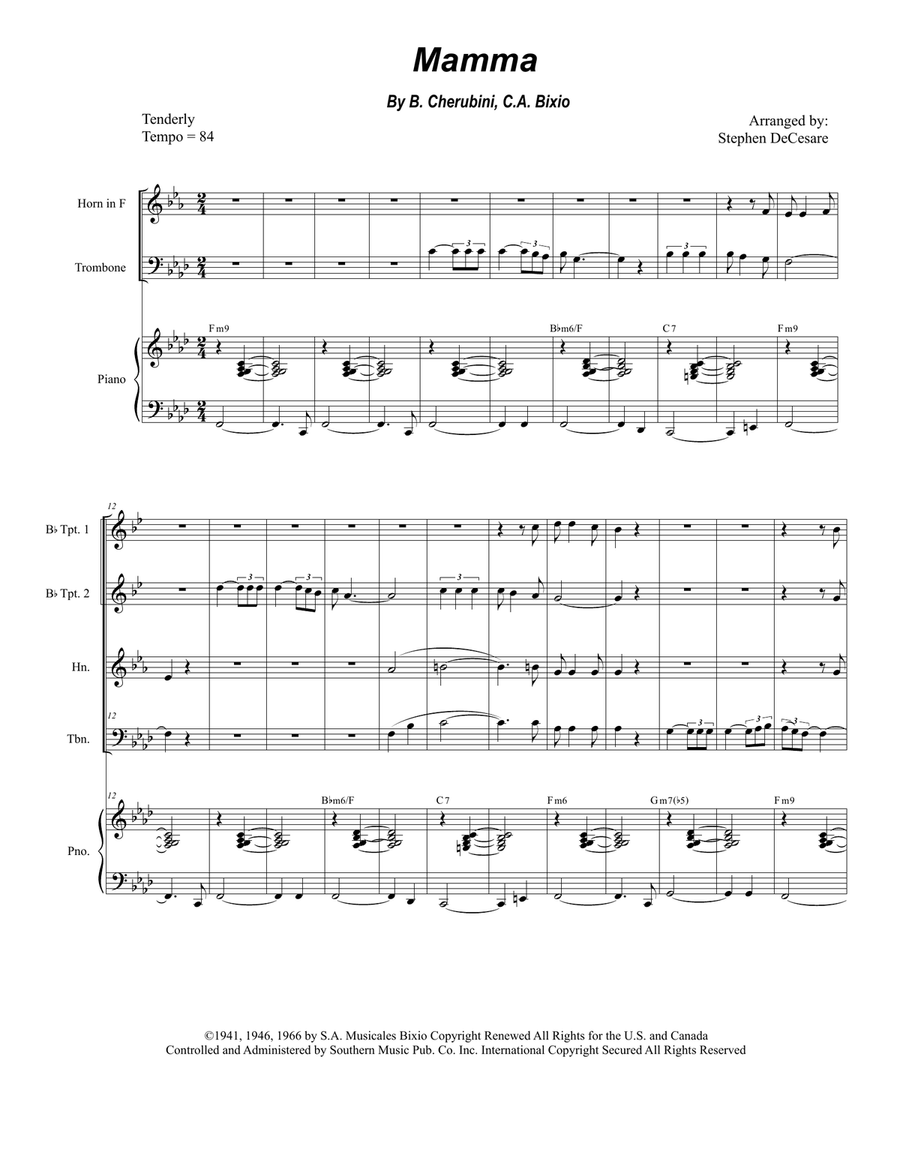 Mama (mamma) Mama (mamma) Brass Ensemble scores gallery preview page 1