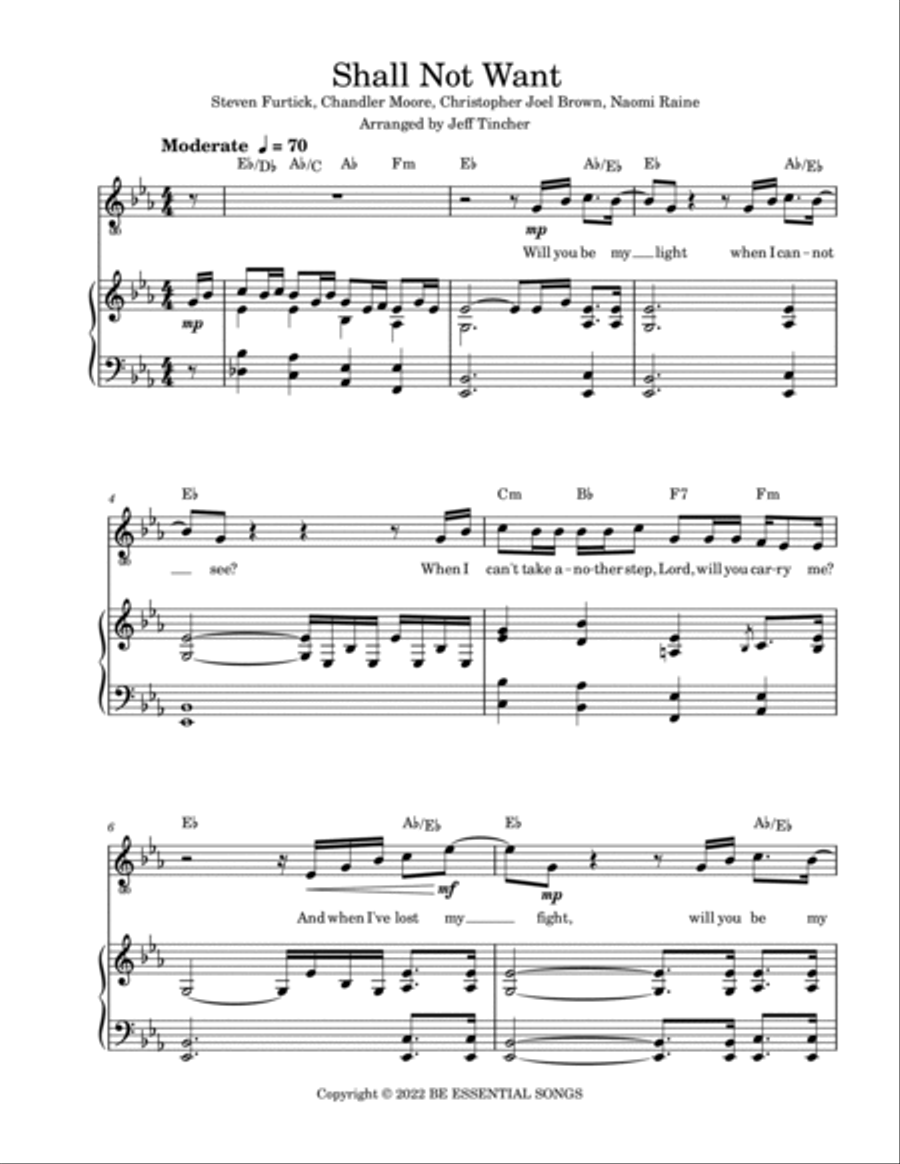Shall Not Want Piano, Vocal, Guitar scores gallery preview page 2