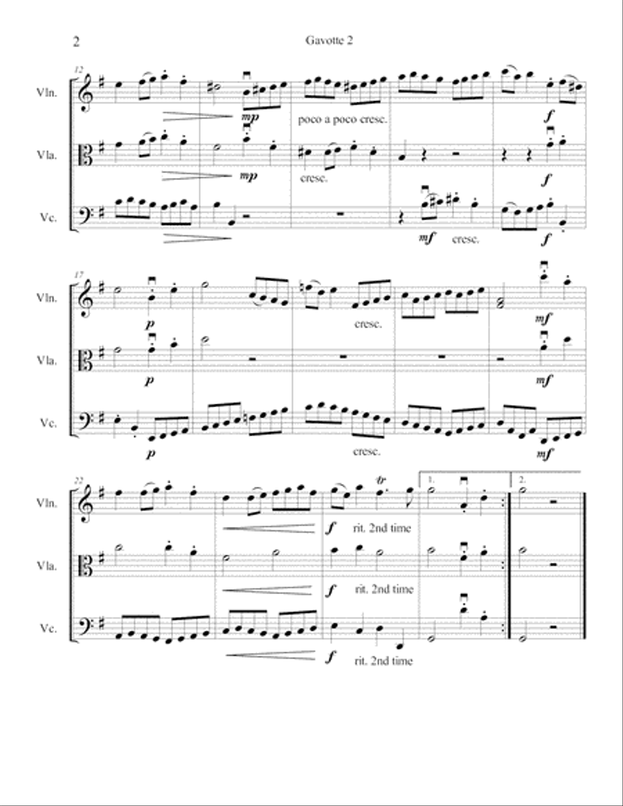 Gavotte 2 String Trio scores gallery preview page 3