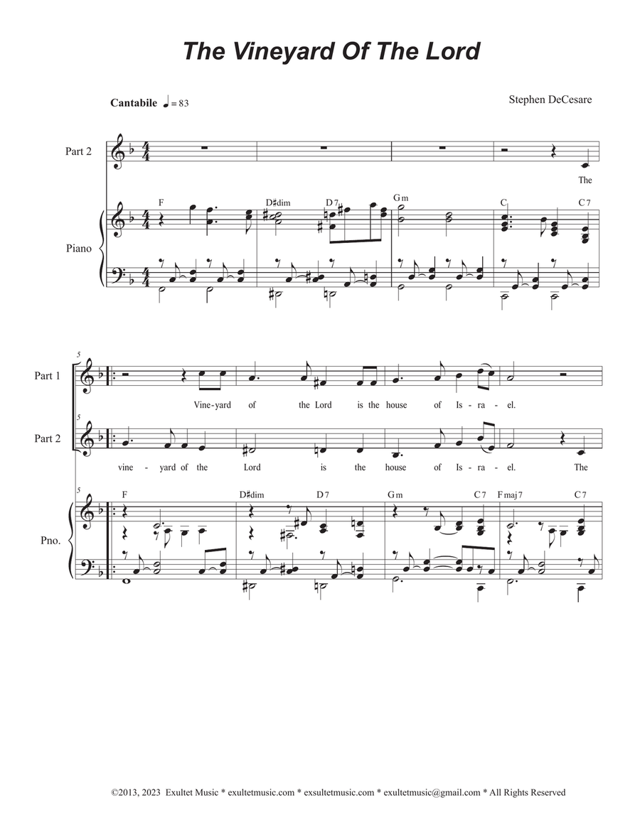 The Vineyard Of The Lord (2-part choir) 2-Part scores gallery preview page 1