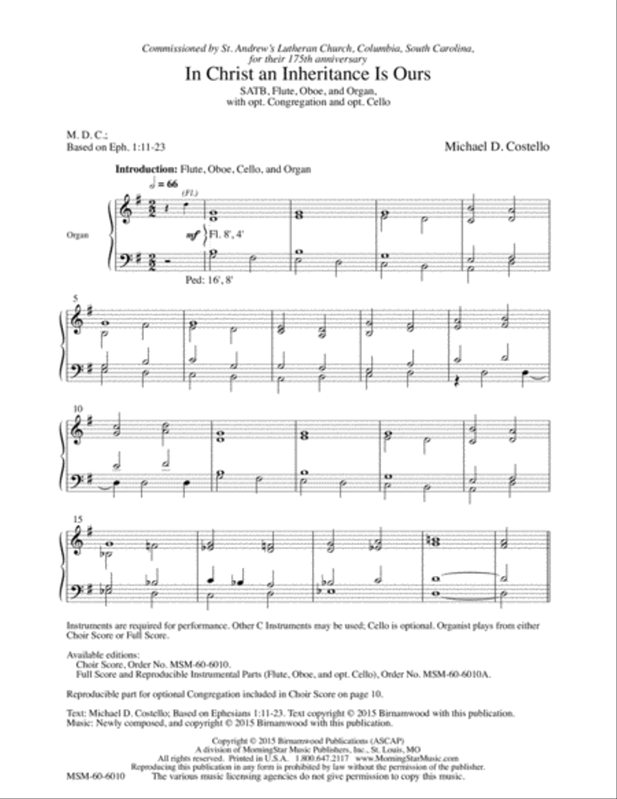 In Christ an Inheritance Is Ours 4-Part scores gallery preview page 2