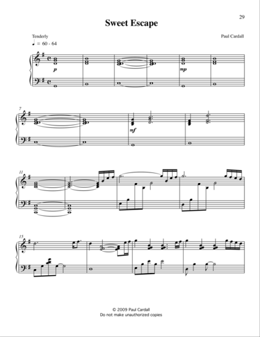 Sweet Escape Piano Solo scores gallery preview page 1