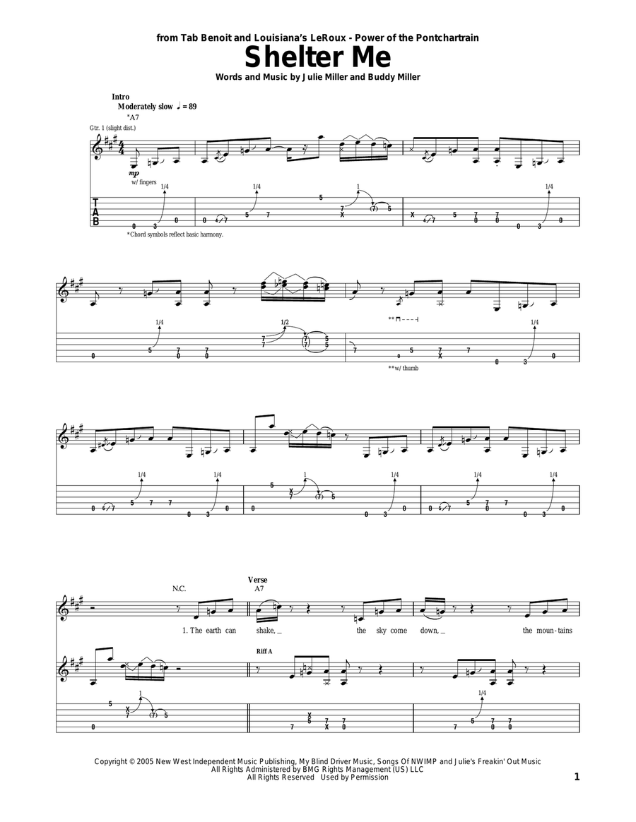Shelter Me Acoustic Guitar scores gallery preview page 1