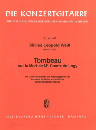 Tombeau Sur La Mort De M. Comte De Logy For Guitar Tombeau For The Death Of