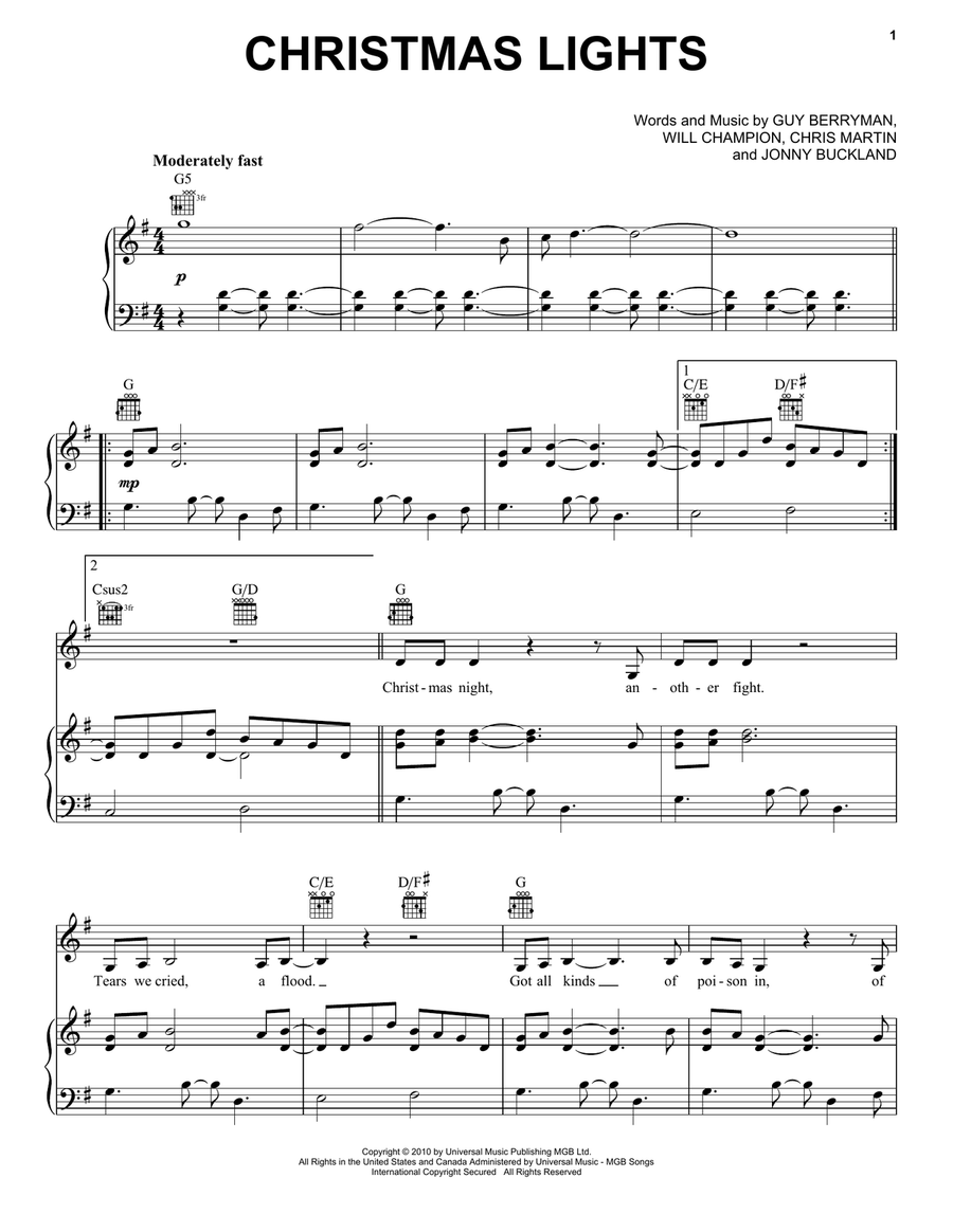 Christmas Lights Guitar scores gallery preview page 1