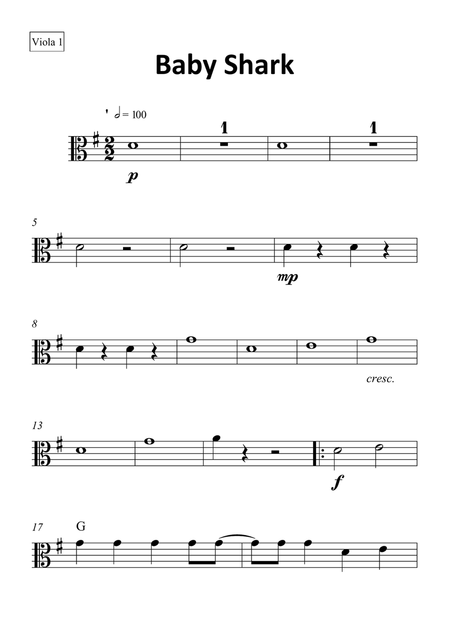 Baby Shark String Duet scores gallery preview page 4