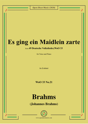 Book cover for Brahms-Es ging ein Maidlein zarte,WoO 33 No.21,in d minor,for Voice&Pno