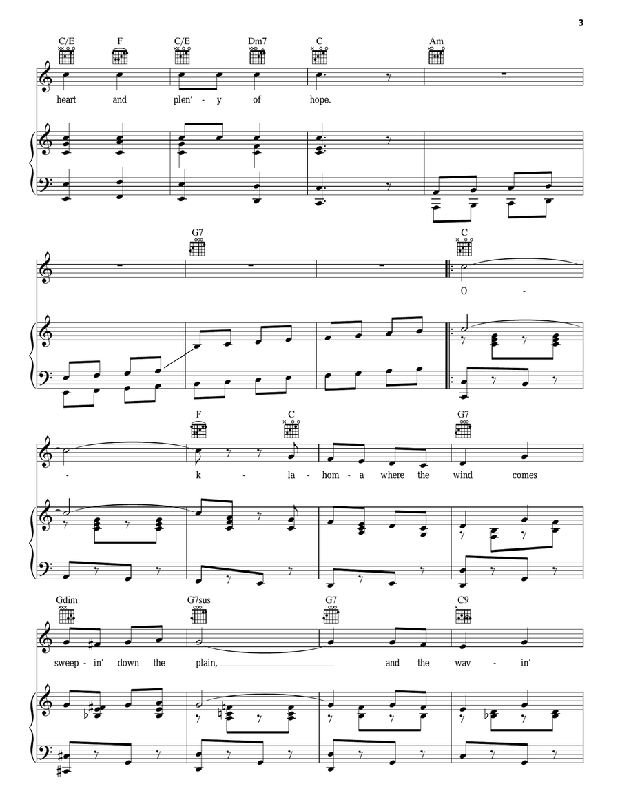 Oklahoma (from Oklahoma!) Piano, Vocal, Guitar scores gallery preview page 3