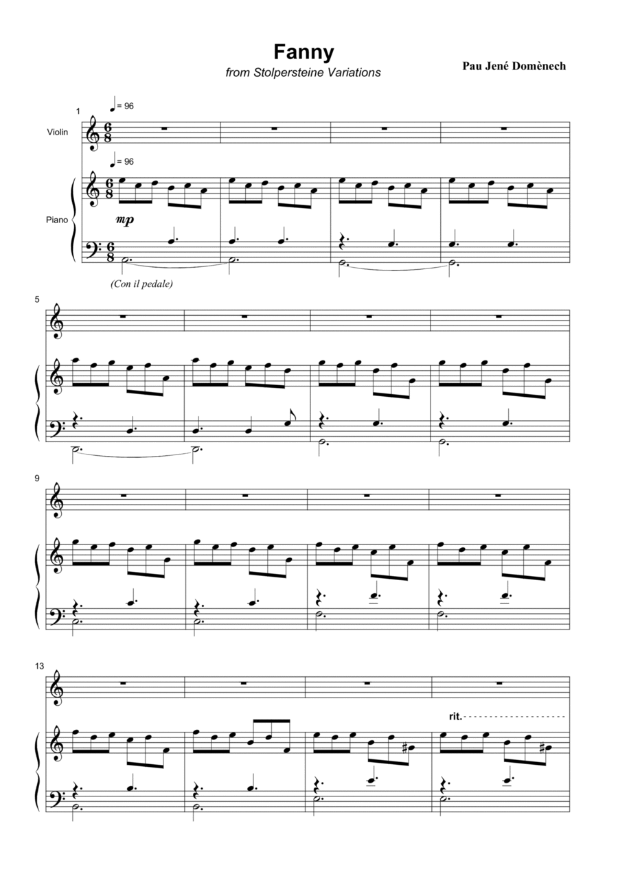 Fanny, Stolpersteine Variations Violin Solo scores gallery preview page 1