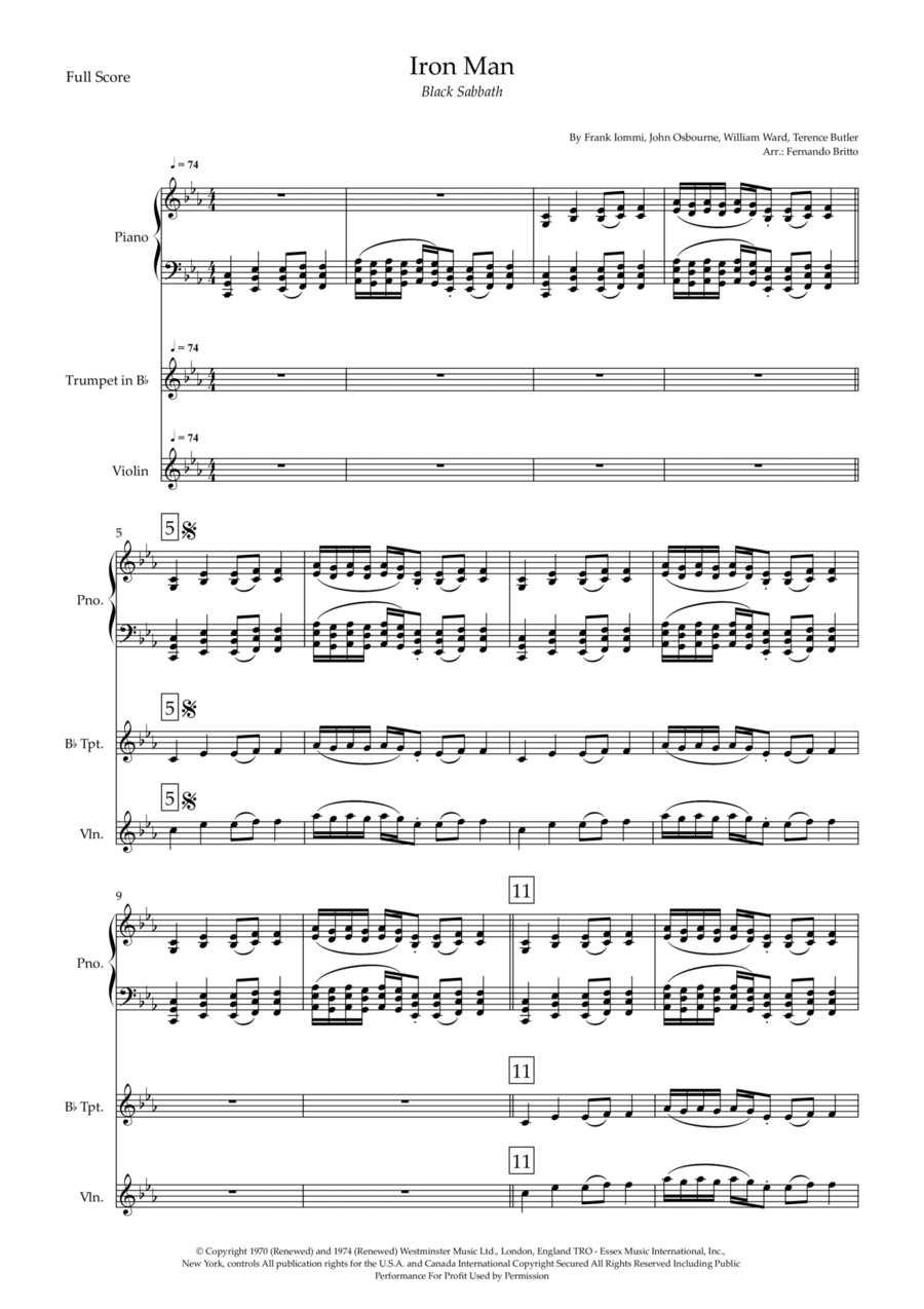 Iron Man Trumpet scores gallery preview page 1