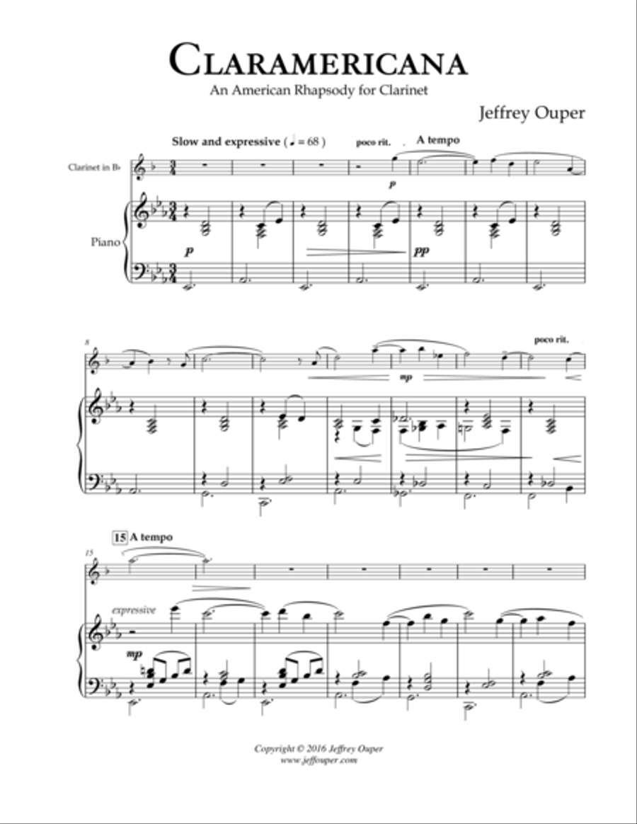 Claramericana - An American Rhapsody for Clarinet Clarinet Solo scores gallery preview page 1