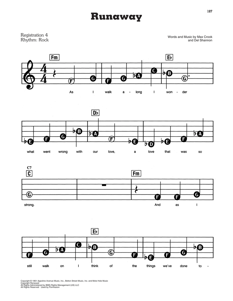 Runaway Electronic Keyboard scores gallery preview page 1