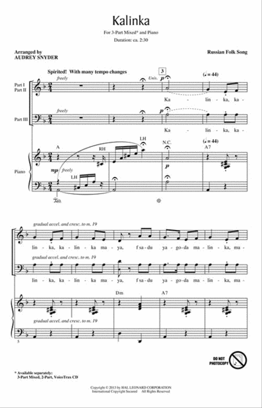 Kalinka Kalinka 3-Part scores gallery preview page 2