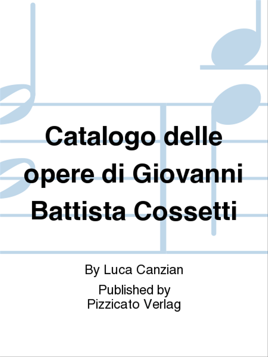 Catalogo delle opere di Giovanni Battista Cossetti