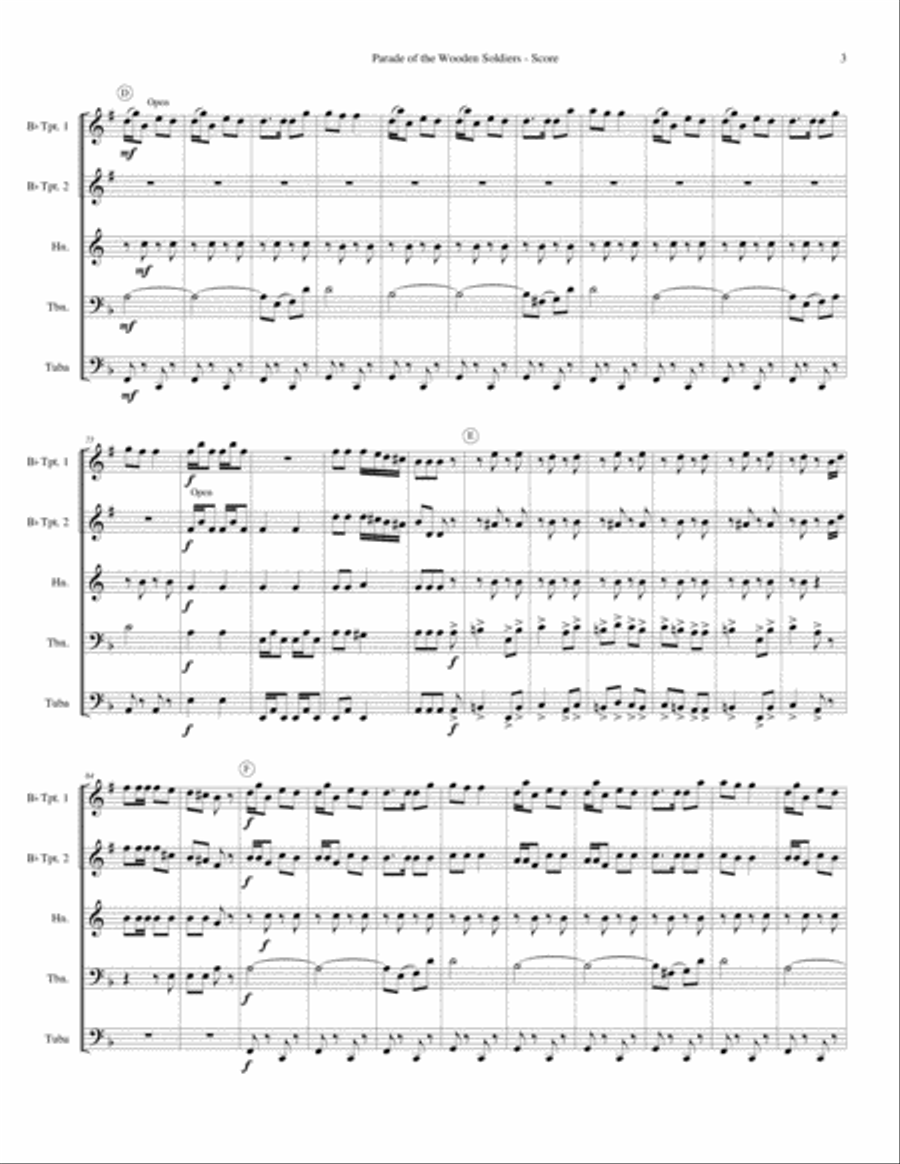 Parade of the Wooden Soldiers Brass Ensemble scores gallery preview page 4