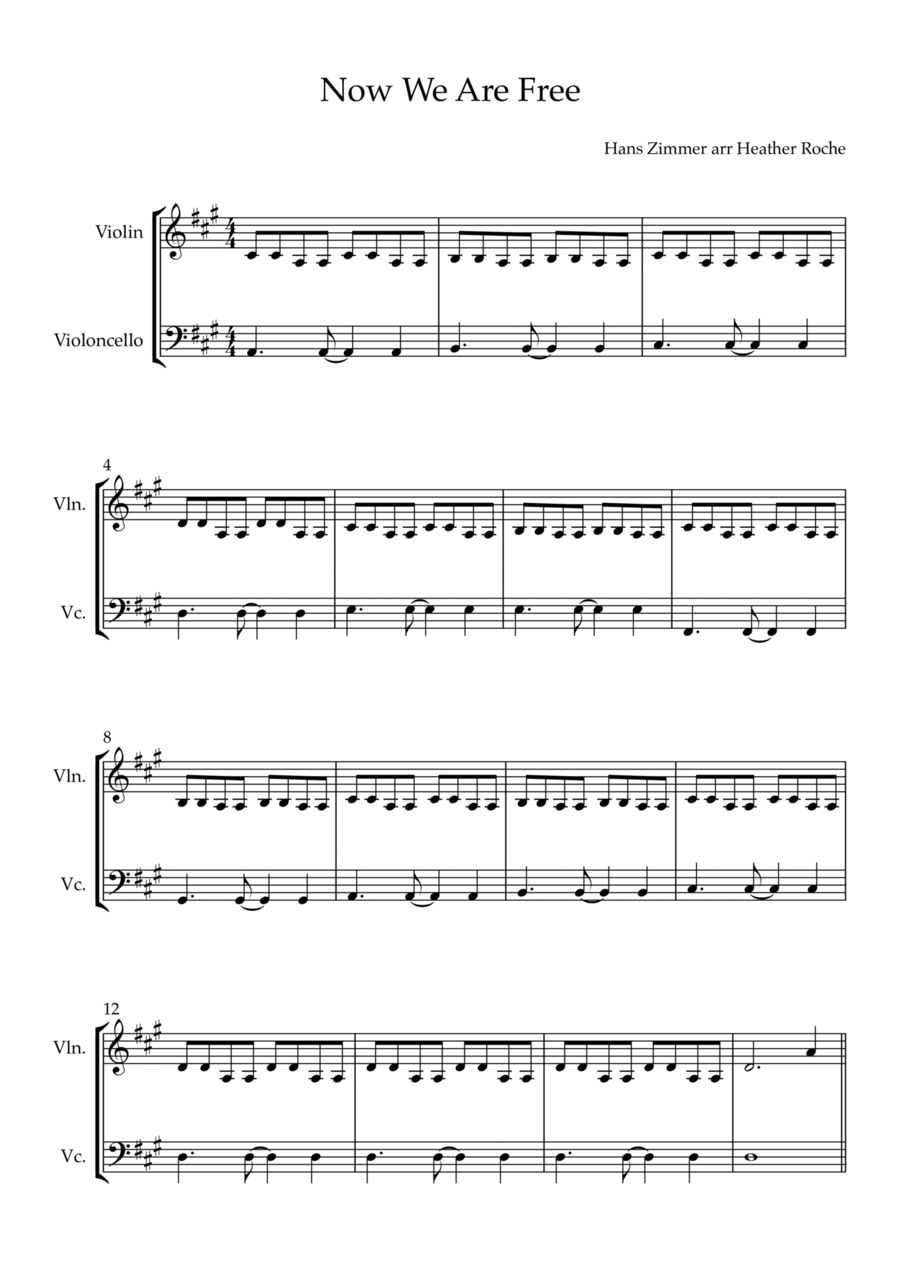 Now We Are Free Now We Are Free String Duet scores gallery preview page 1