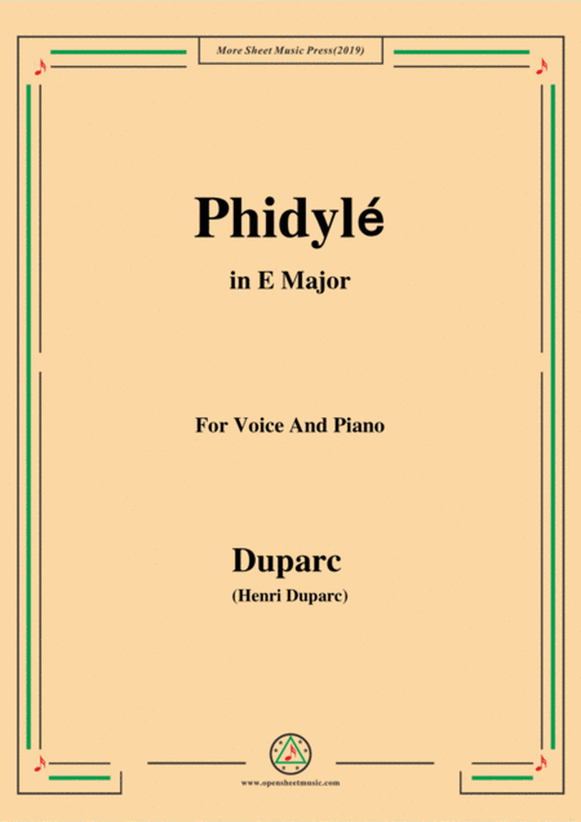 Duparc-Phidylé in E Major,for Voice and Piano