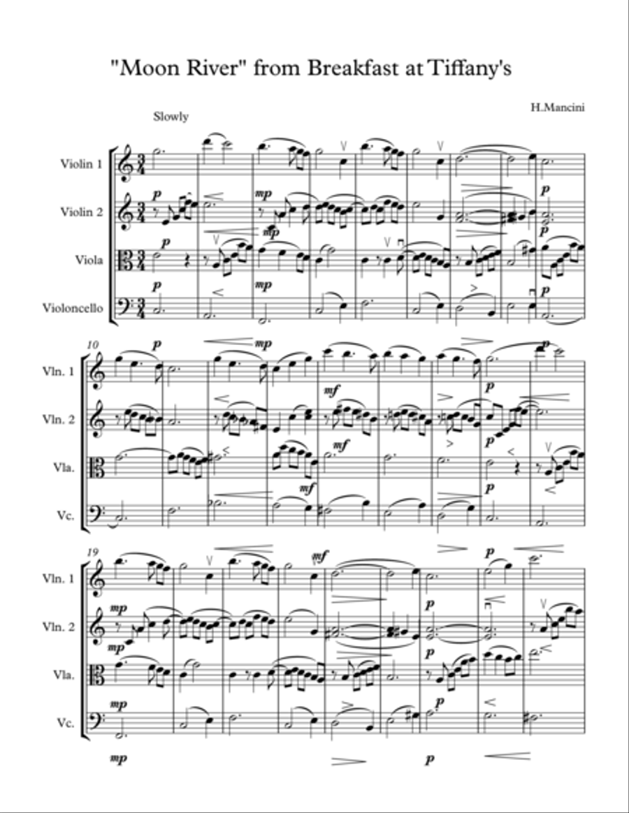 Moon River String Quartet scores gallery preview page 1