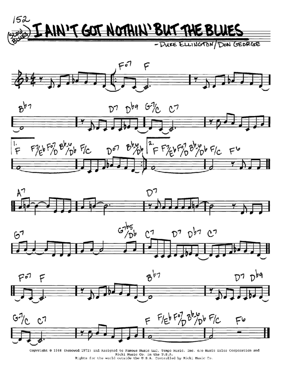 I Ain't Got Nothin' But The Blues Piano scores gallery preview page 1