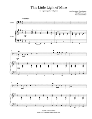 This Little Light of Mine - for beginning cello with optional piano accompaniment
