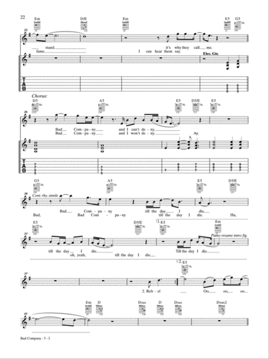 Bad Company Easy Guitar scores gallery preview page 2