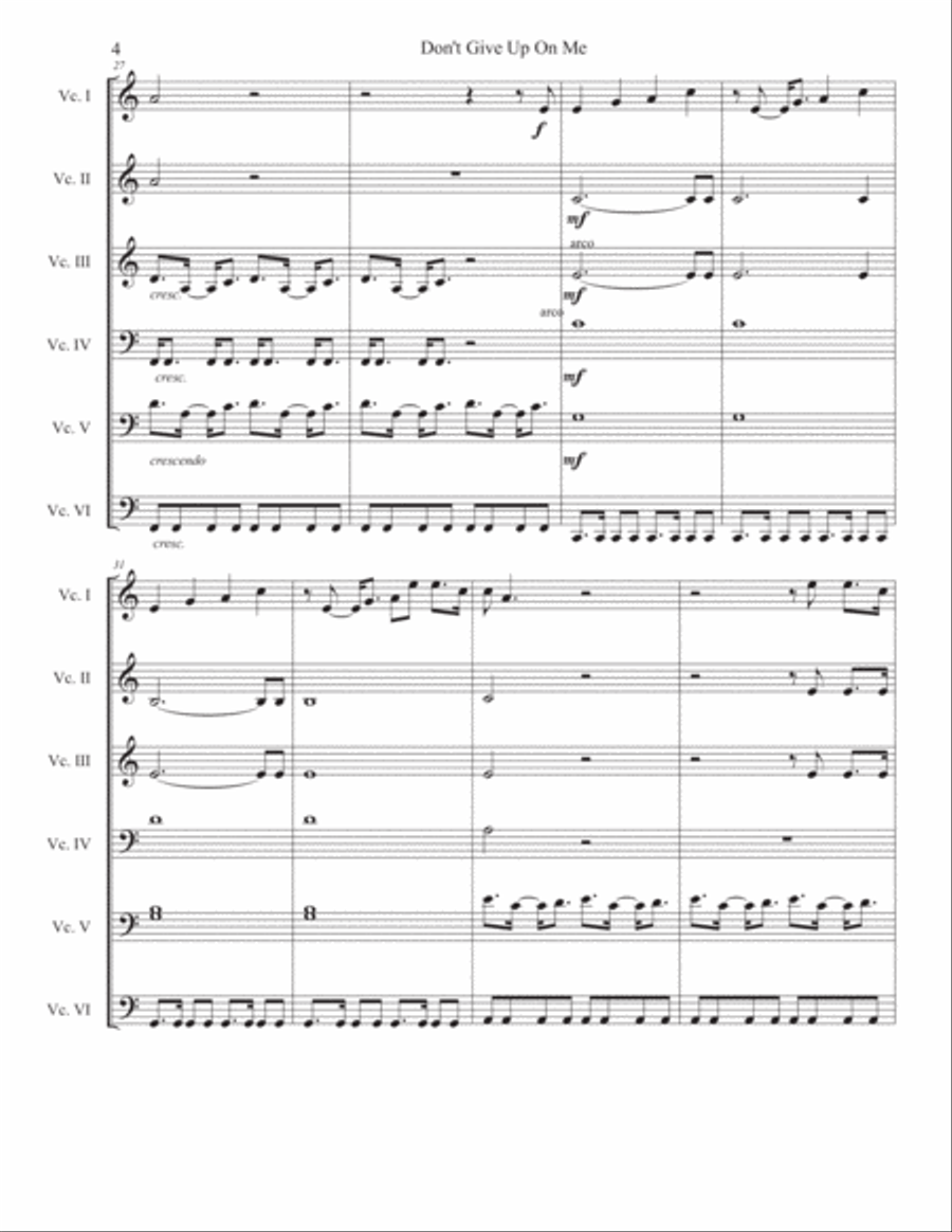 Don't Give Up On Me Cello scores gallery preview page 4