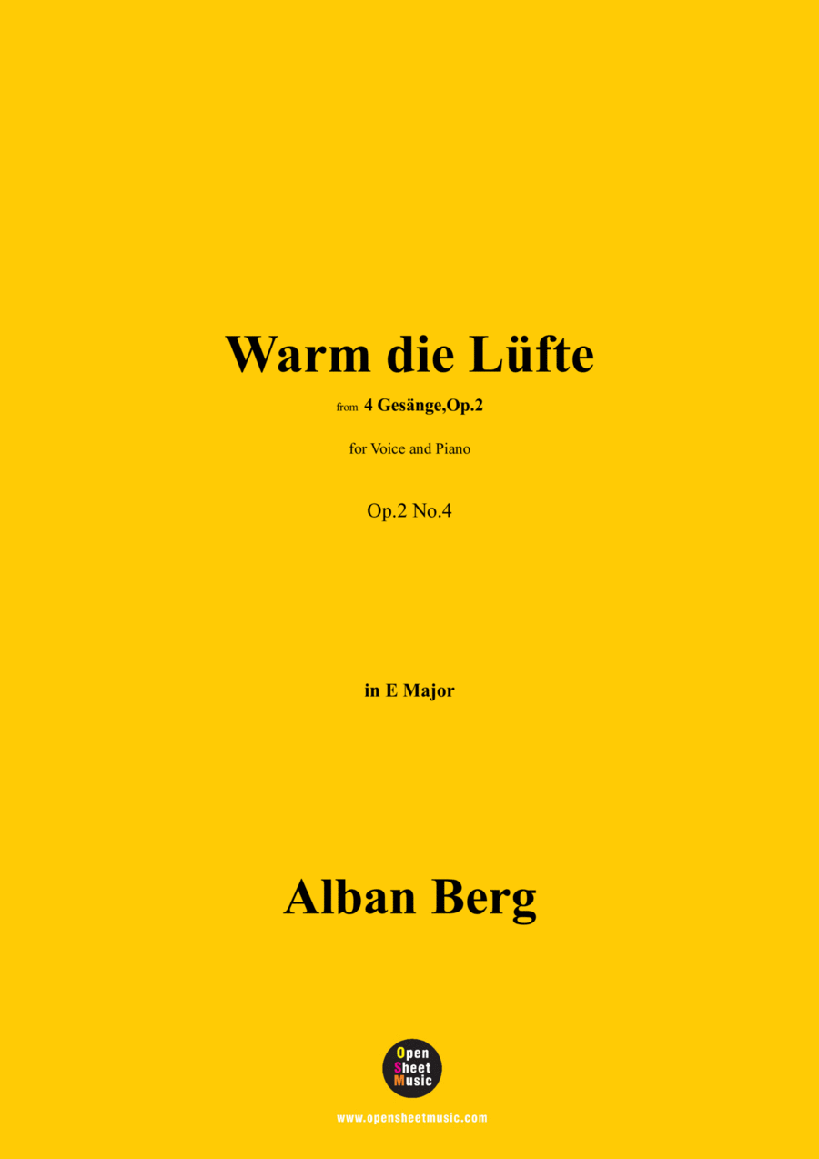 Alban Berg-Warm die Lüfte(1910),in E Major,Op.2 No.4 Voice scores gallery preview page 1