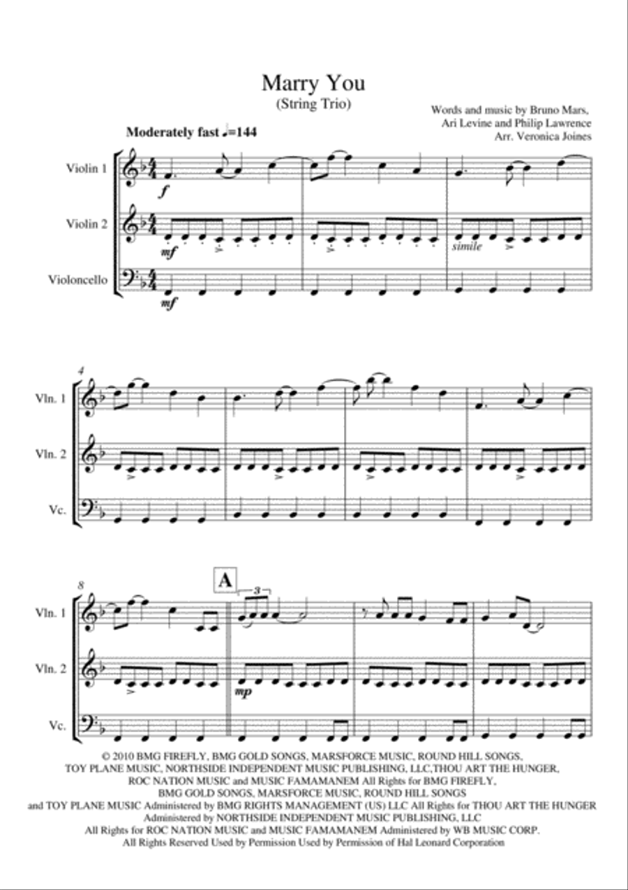 Marry You String Trio scores gallery preview page 2