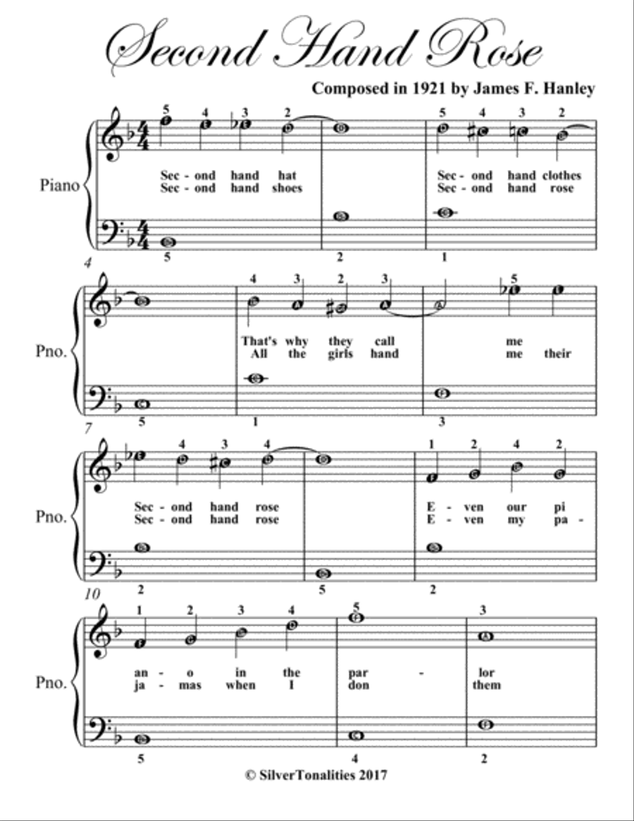Second Hand Rose Easiest Piano Sheet Music Easy Piano scores gallery preview page 2