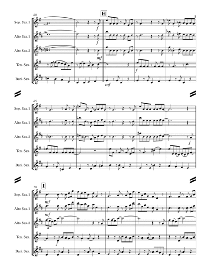 Baby, It's Cold Outside Saxophone Quartet scores gallery preview page 6