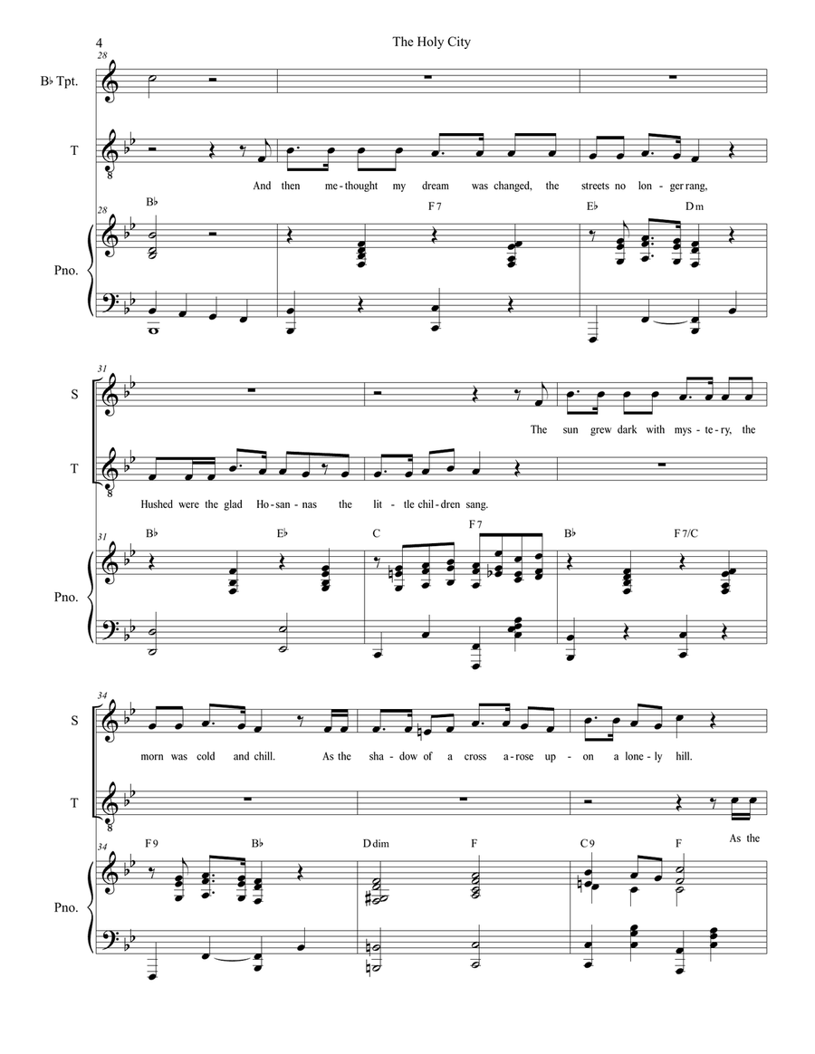 The Holy City (2-part choir - (Soprano and Tenor) 2-Part scores gallery preview page 4
