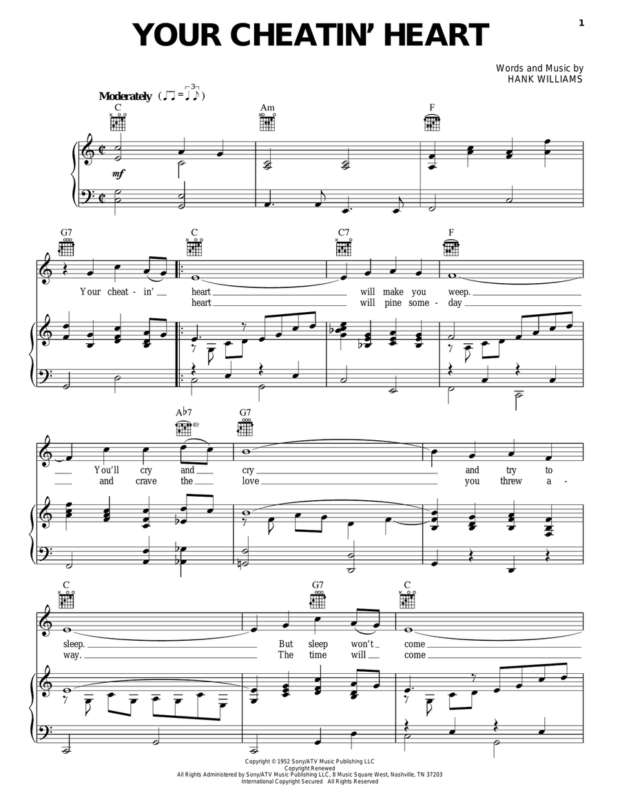 Your Cheatin' Heart Your Cheatin' Heart Acoustic Guitar scores gallery preview page 1