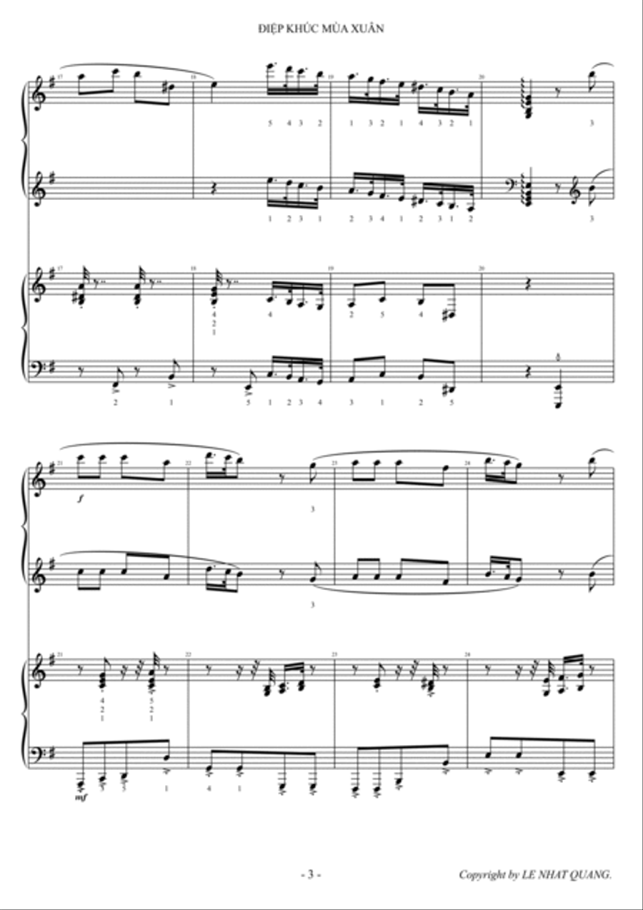 ĐIỆP KHÚC MÙA XUÂN 1 Piano, 4-Hands scores gallery preview page 3