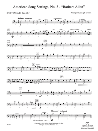 American Song Settings, No. 3 "Barbara Allen": (wp) B-flat Baritone B.C.