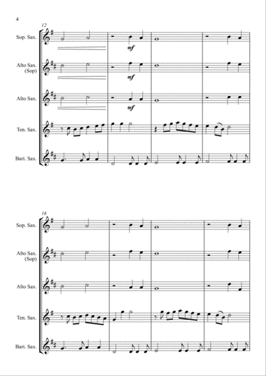 Uptown Girl Saxophone Quartet scores gallery preview page 4