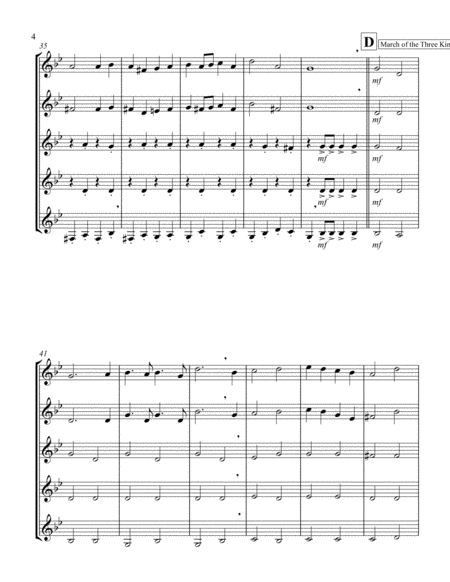 Burgundian Air/March of the Three Kings (F min) (Clarinet Quintet)