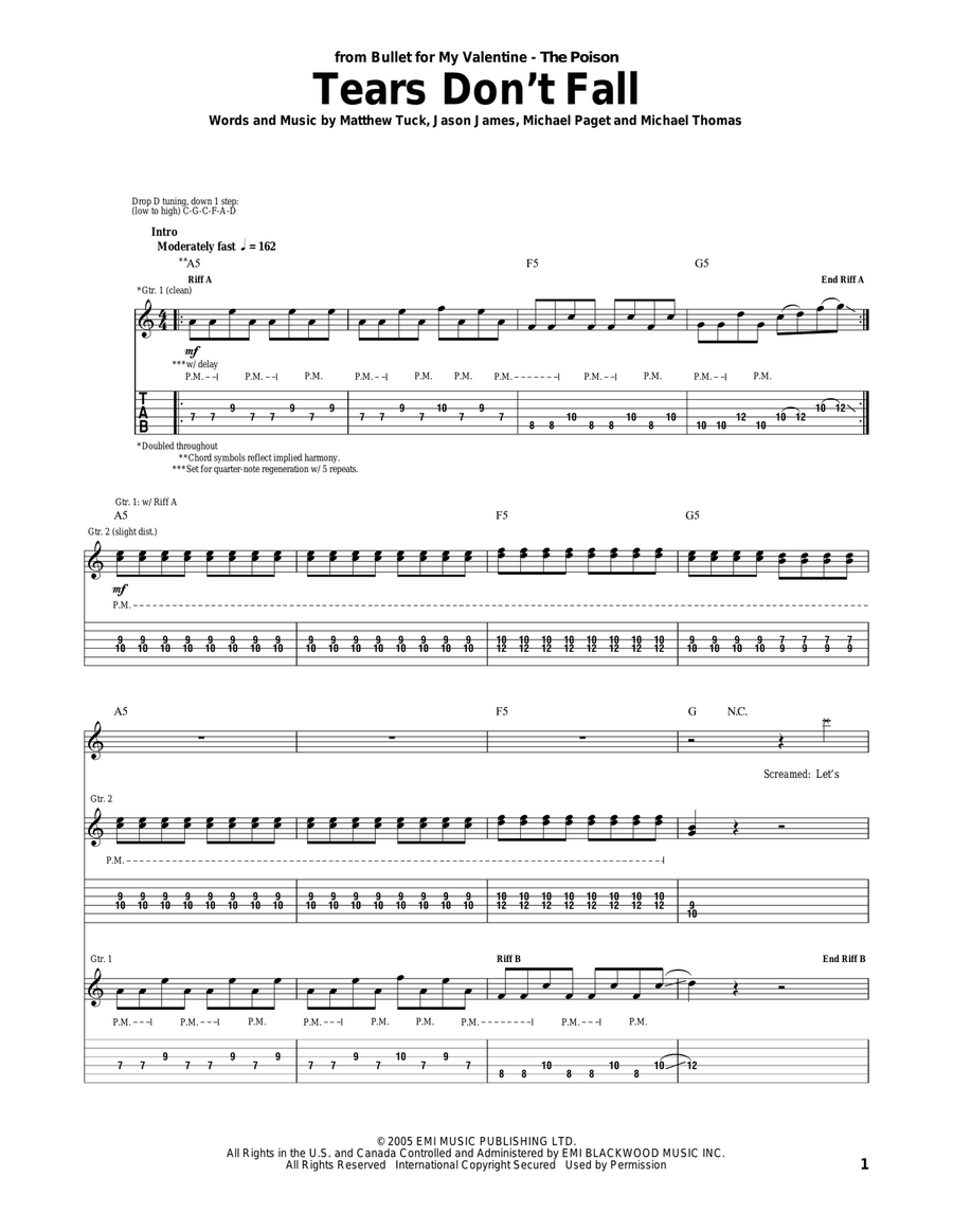 Tears Don't Fall Acoustic Guitar scores gallery preview page 1
