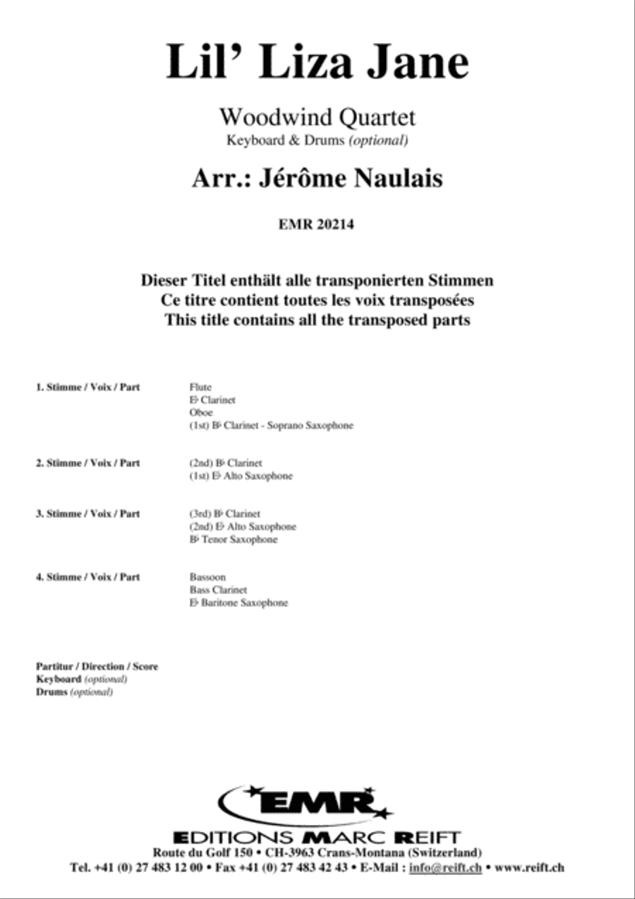 Lil' Liza Jane Woodwind Quartet scores gallery preview page 2