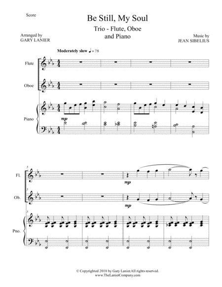 BE STILL, MY SOUL (Trio – Flute, Oboe & Piano with Score/Parts) image number null
