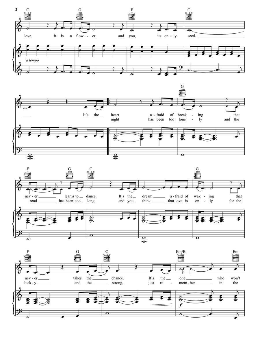 The Rose The Rose Piano, Vocal, Guitar scores gallery preview page 2