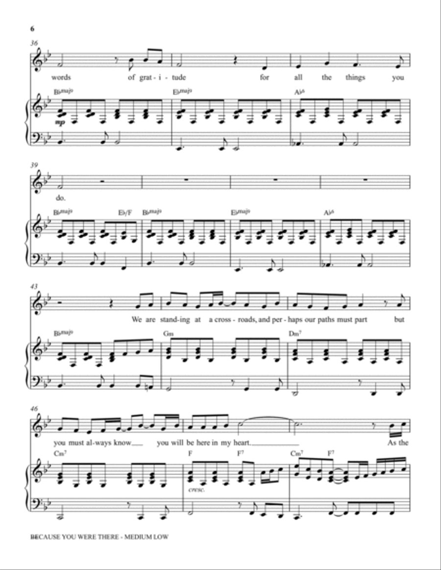 Because You Were There (Medium Low Voice) (includes Audio) Choir scores gallery preview page 5