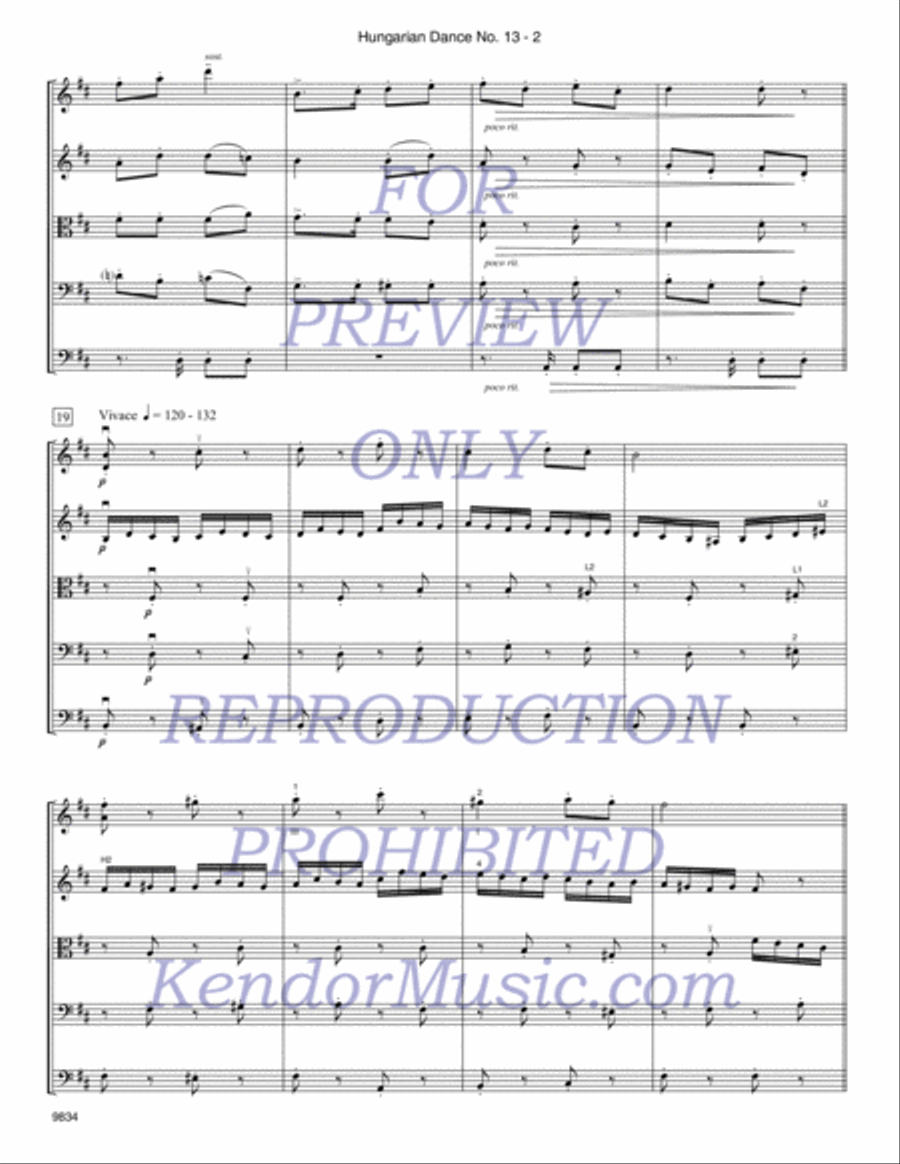 Hungarian Dance No. 13 String Orchestra scores gallery preview page 3