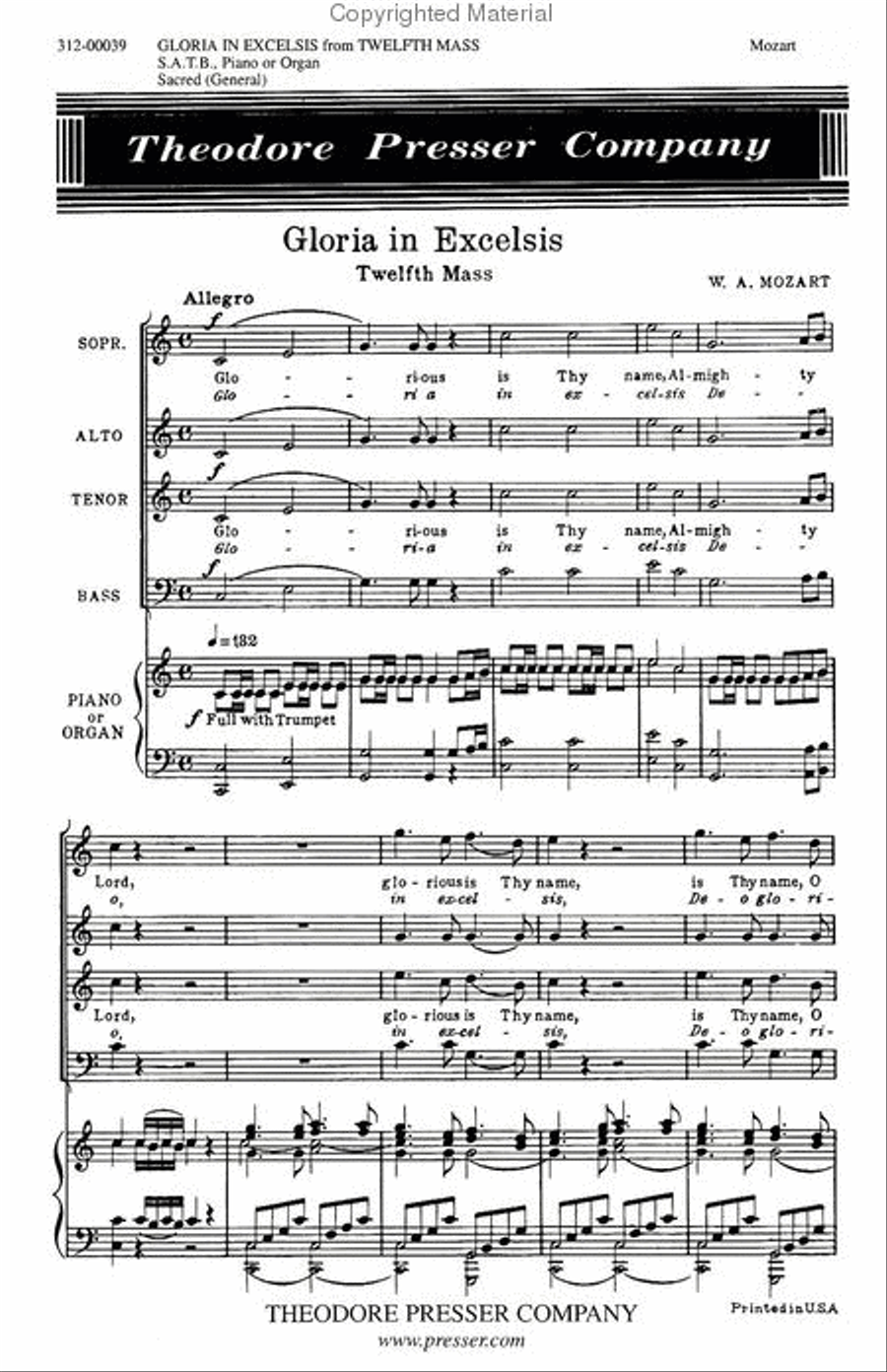 Gloria in Excelsis 4-Part scores gallery preview page 2