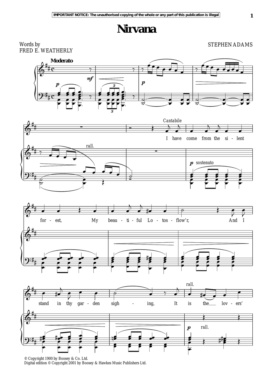 Nirvana Nirvana Piano, Vocal scores gallery preview page 1