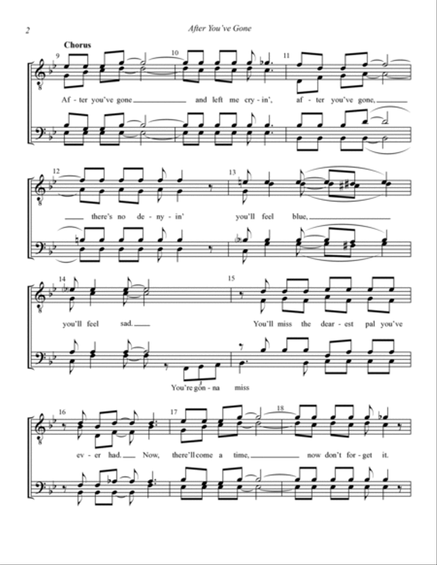 After You've Gone (arr. Don Gray) TTBB scores gallery preview page 2