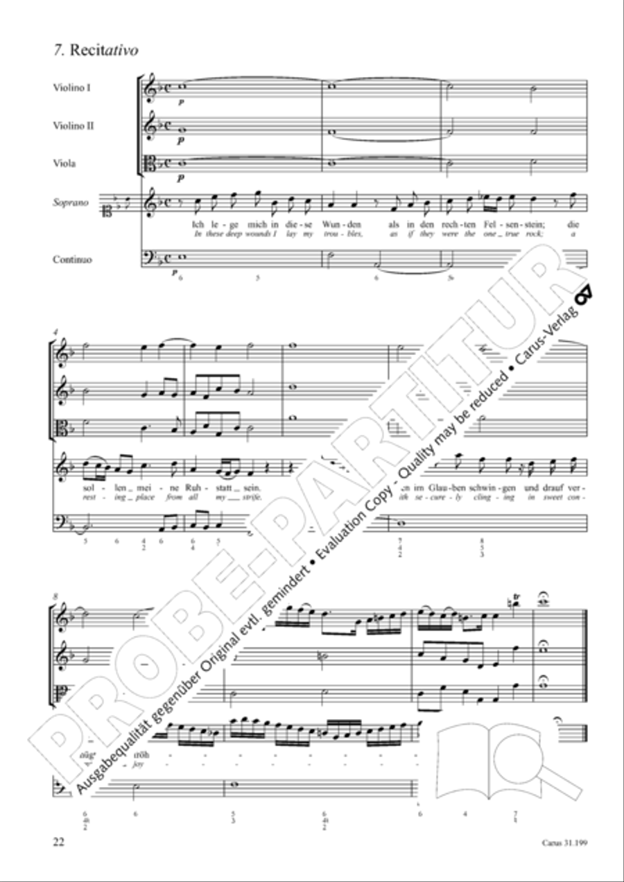 My heart is bathed in blood (Mein Herze schwimmt im Blut) Piccolo scores gallery preview page 23