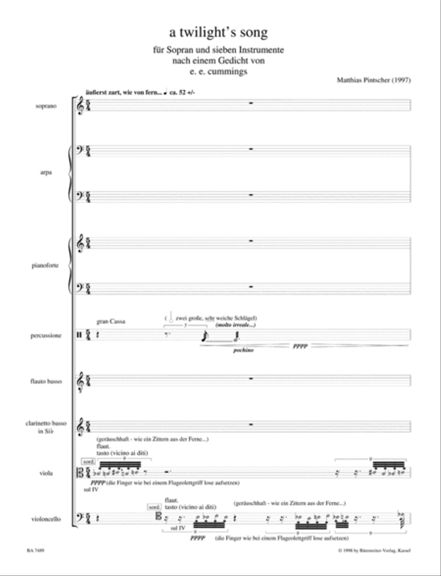 a twilight's song für Sopran und sieben Instrumente (1997) Orchestra scores gallery preview page 2