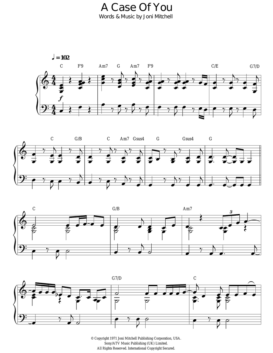 A Case Of You Piano Solo scores gallery preview page 1