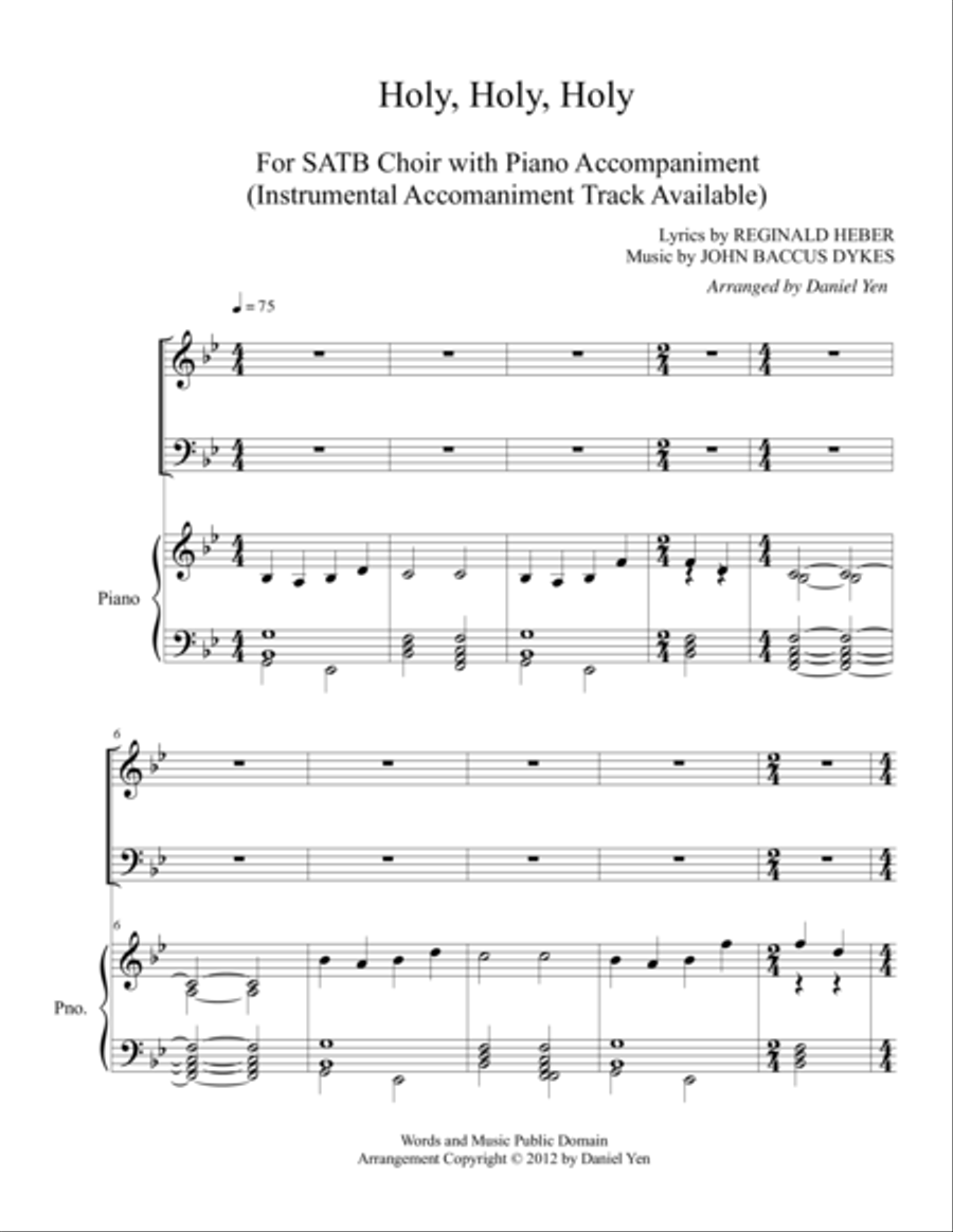 "Holy, Holy, Holy" for SATB choir with Piano Accompaniment image number null