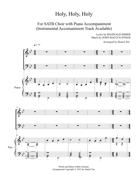 "Holy, Holy, Holy" for SATB choir with Piano Accompaniment image number null